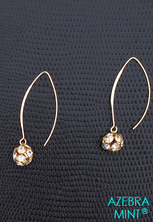 Boucles d'oreilles ellipse dorée boule strass Scintillation