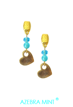 Boucles d'oreille or pierre bleue