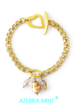 Bracelet Perle eau douce beige doré Champagne