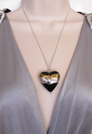 Collier coeur de Murano or et argent