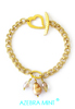 Bracelet Perle eau douce beige doré Champagne