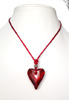 Collier coeur rouge sur soie Scintillation