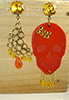 Boucles d'oreilles tête de mort orange Talisman porte bonheur