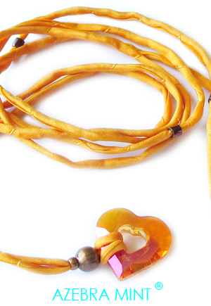 Bracelet soie coeur Orange Pamplemousse